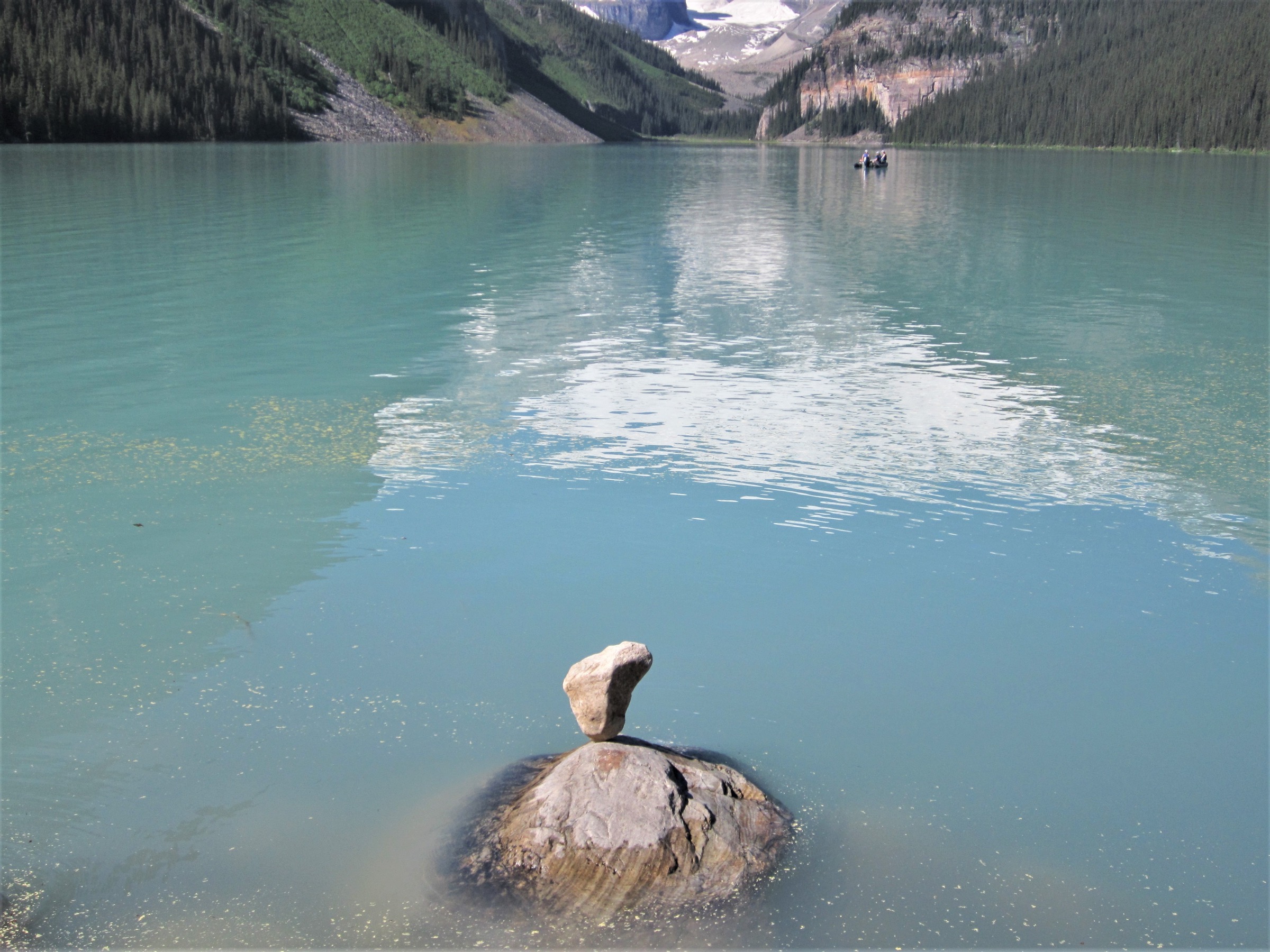 Lake Louise with turquoise water and mountain peaks in Banff National Park